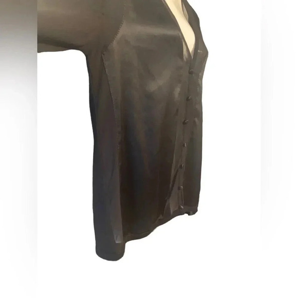 Unbranded Satin Button Down Cardigan with Silk Sheer Panels - Picture 5 of 9